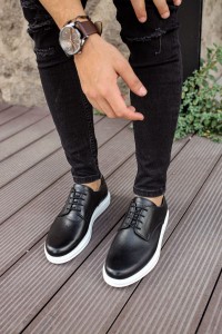 CH003 - DBT Classica Pelle Di Cuoio Erkek Ayakkabı SIYAH