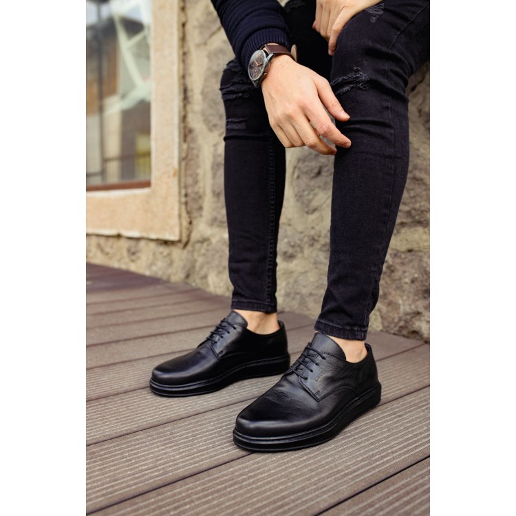 CH003 - DST Classica Pelle Di Cuoio Erkek Ayakkabı SIYAH