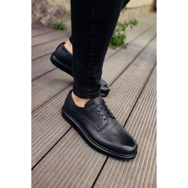 CH003 - DST Classica Pelle Di Cuoio Erkek Ayakkabı SIYAH