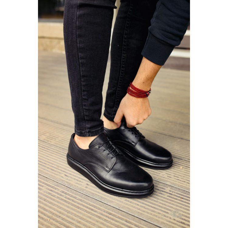 CH003 - DST Classica Pelle Di Cuoio Erkek Ayakkabı SIYAH