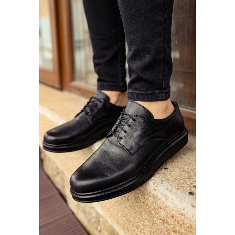 CH003 - DST Classica Pelle Di Cuoio Erkek Ayakkabı SIYAH