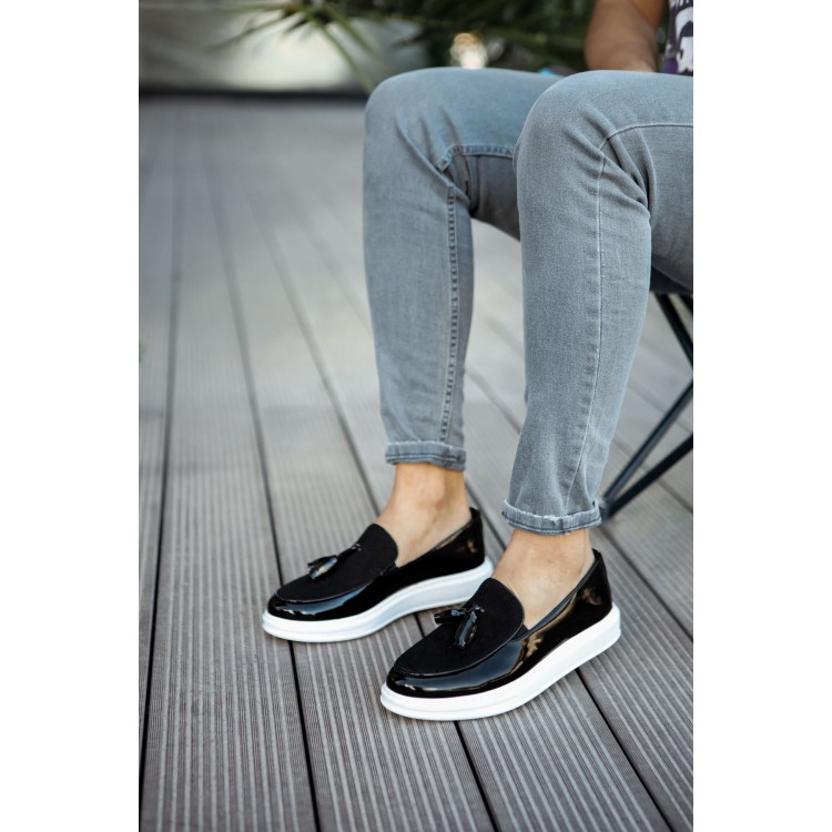 CH002 - RBT Loafer Verniciata Erkek Ayakkabı SIYAH