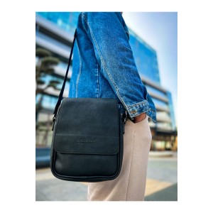 CNT009 - Cilt Deri Erkek Yan Omuz Çantası SIYAH