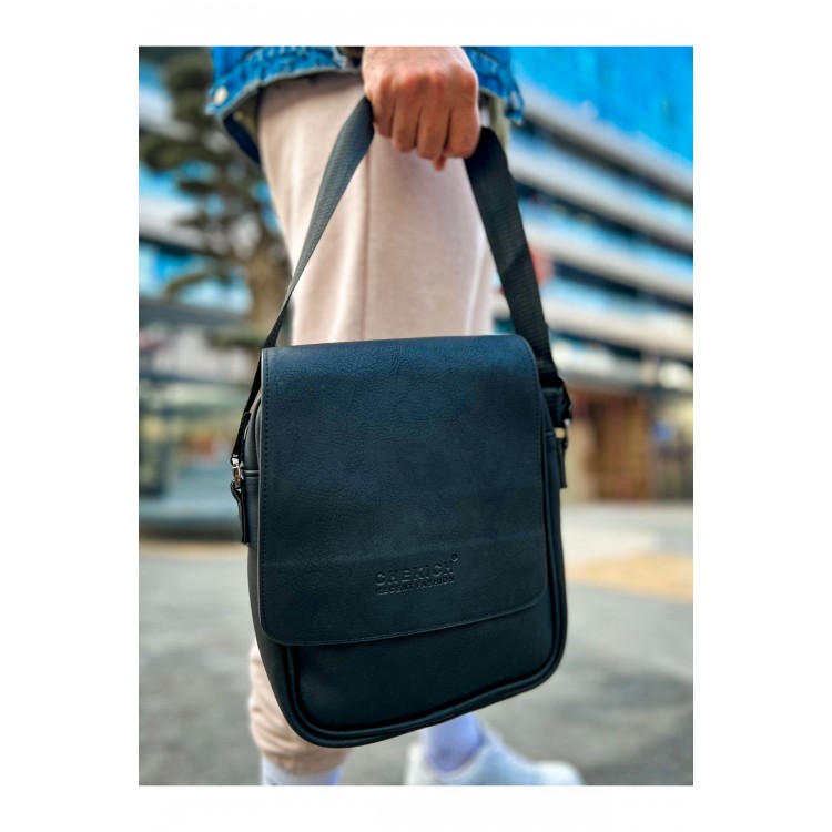 CNT009 - Cilt Deri Erkek Yan Omuz Çantası SIYAH