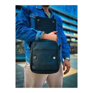 CNT009 - Cilt Deri Erkek Yan Omuz Çantası SIYAH