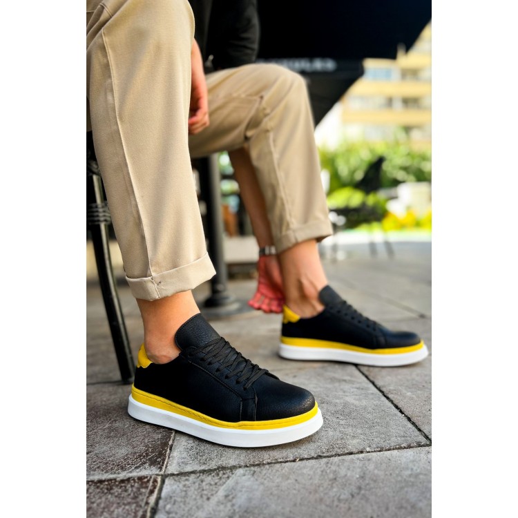 CH979 - Santoni GBT Spor Erkek Ayakkabı SIYAH/SARI