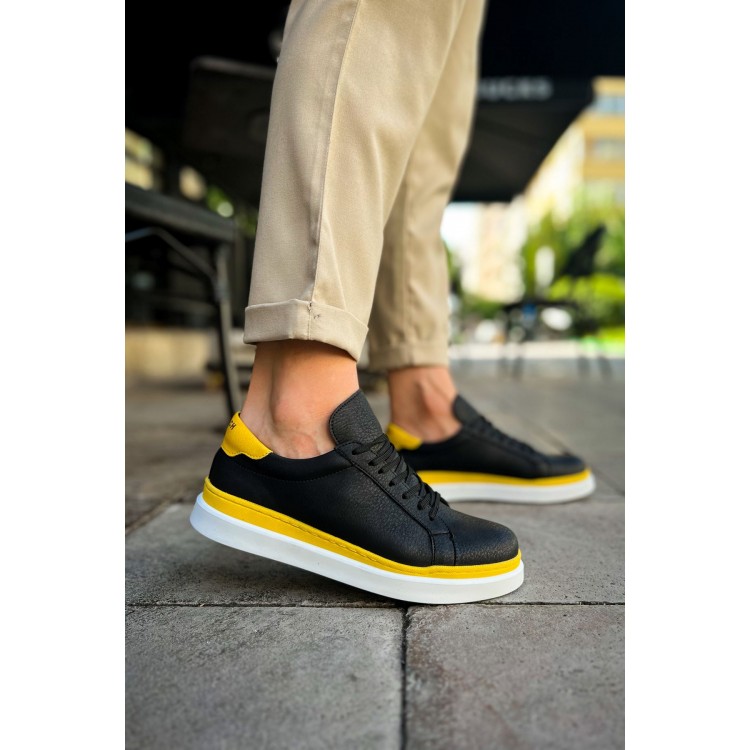 CH979 - Santoni GBT Spor Erkek Ayakkabı SIYAH/SARI