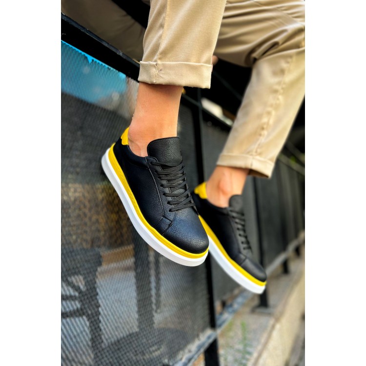 CH979 - Santoni GBT Spor Erkek Ayakkabı SIYAH/SARI