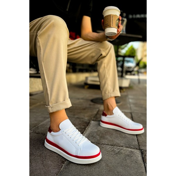 CH979 - Santoni GBT Spor Erkek Ayakkabı BEYAZ/KIRMIZI