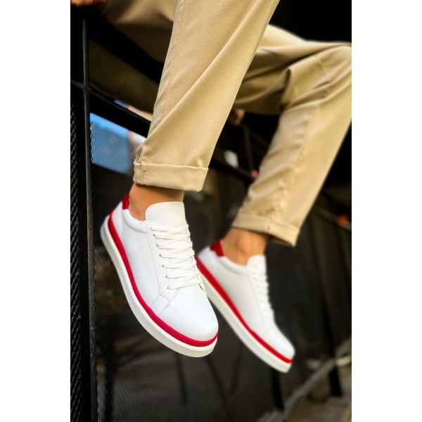CH979 - Santoni GBT Spor Erkek Ayakkabı BEYAZ/KIRMIZI