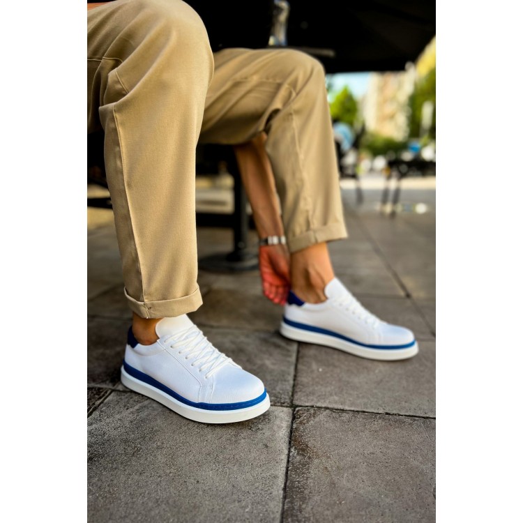 CH979 - Santoni GBT Spor Erkek Ayakkabı BEYAZ/MAVI