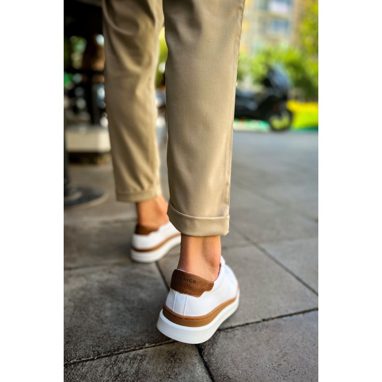 CH979 - Santoni GBT Spor Erkek Ayakkabı BEYAZ/TABA