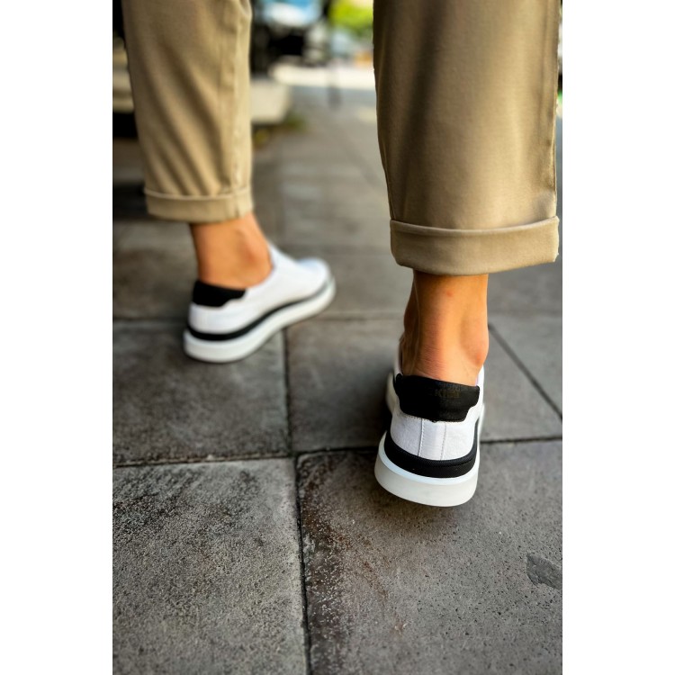 CH979 - Santoni GBT Spor Erkek Ayakkabı BEYAZ/SIYAH