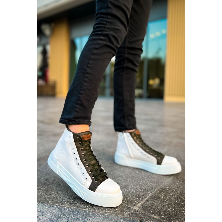 CH167 - GBT Blazer Erkek Bot BEYAZ / HAKI