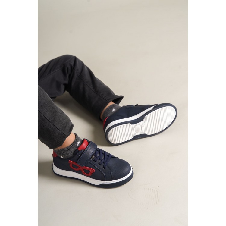 1011 - Glasses-X Çocuk Ayakkabı Lacivert Kırmızı Beyaz