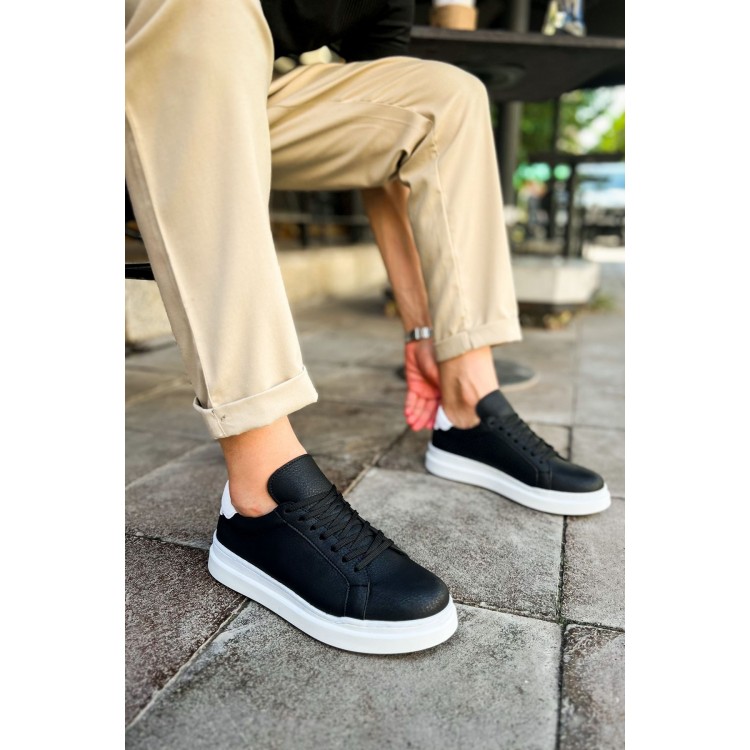 CH979 - Santoni GBT Spor Erkek Ayakkabı SIYAH/BEYAZ