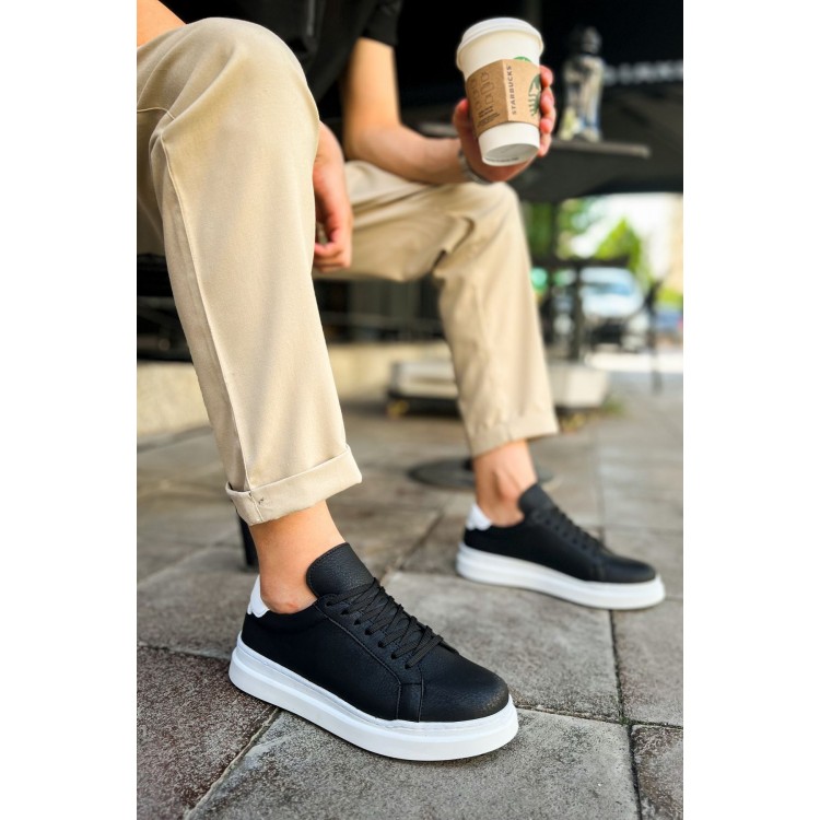 CH979 - Santoni GBT Spor Erkek Ayakkabı SIYAH/BEYAZ