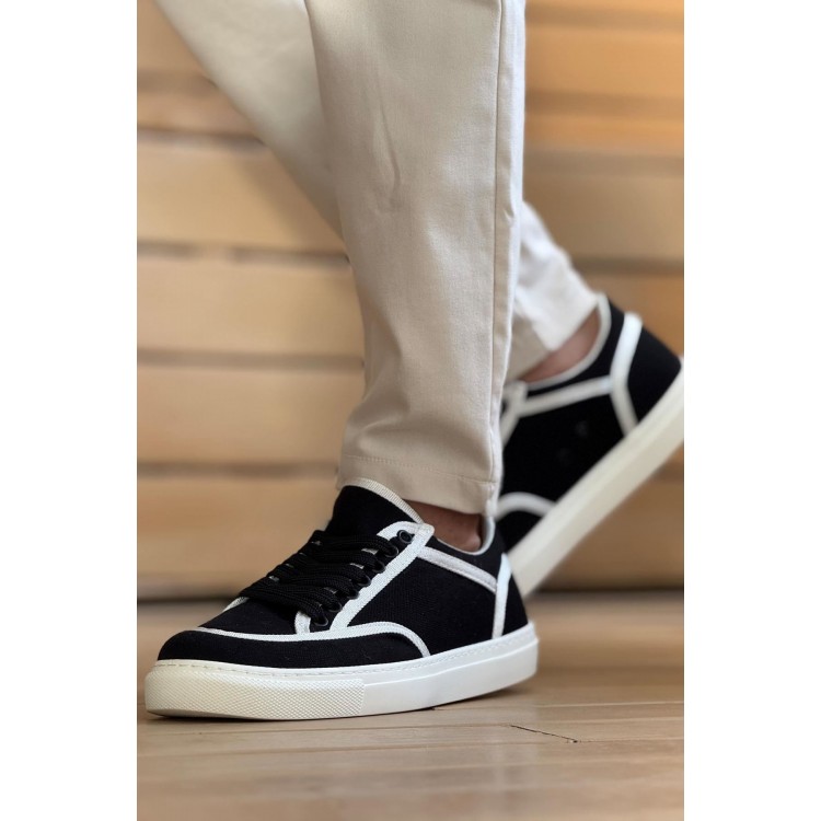 CH2505 - Keten Erkek Ayakkabı SİYAH - BEYAZ CH2505 - Keten Erkek Ayakkabı SİYAH - BEYAZ