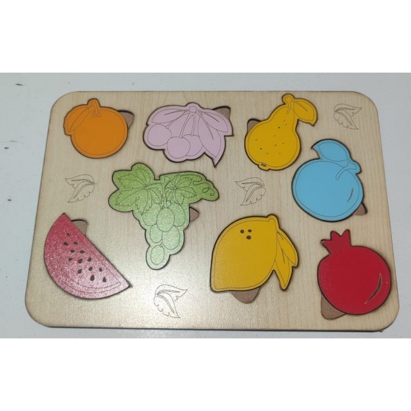 Ahşap Renkli Meyve Puzzle