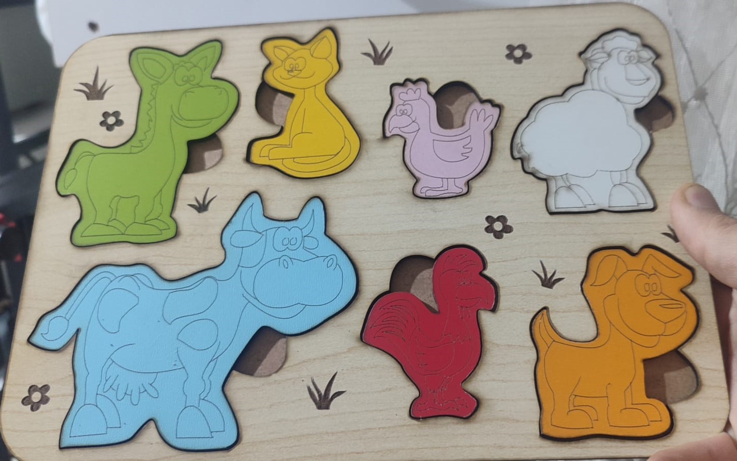 Ahşap Renkli Hayvan Puzzle