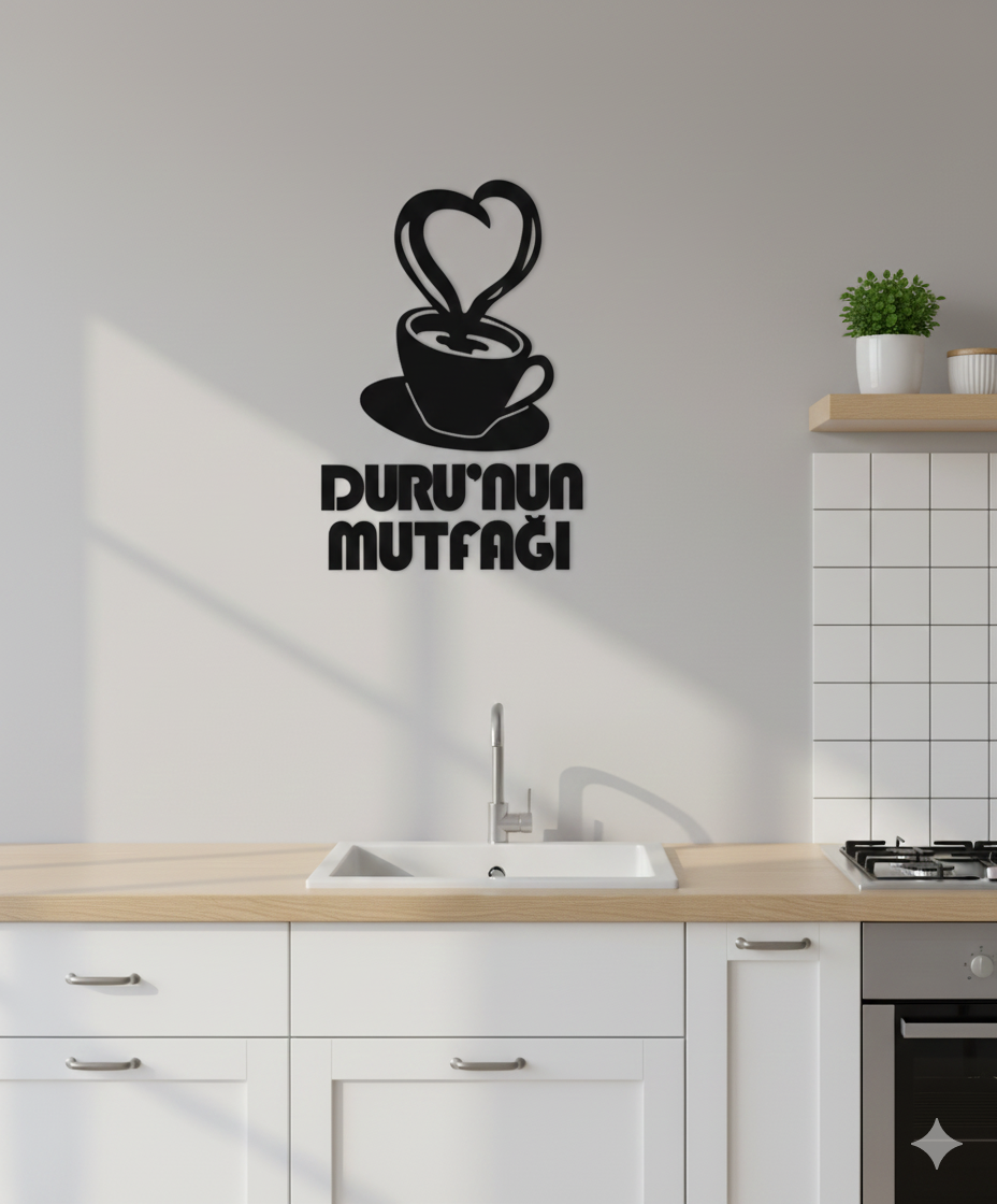 Mutfak Duvar Süsü Kalpli Fincan
