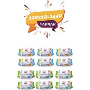 12 Paket Alo Baby Islak Mendil Ekonomik 120 Li Kapaklı