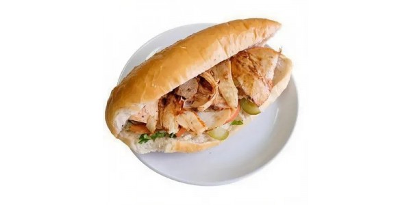 Ekmek Arası Tavuk Döner , Domates, marul, soğan. Pul biber, biber turşusu, ketçap, mayonez ile
