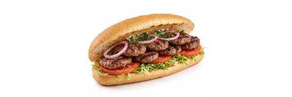 Ekmek arası Izgara Köfte Tavuk döner Et Köfte (100 g), domates, soğan, marul ile