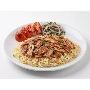Pilav Üstü Tavuk döner (120 g), ve pilav ile Pilav Üstü Tavuk döner (120 g), ve pilav ile