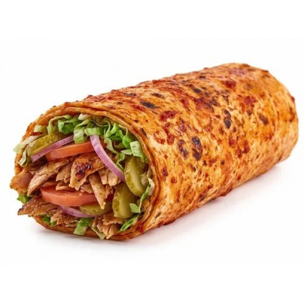 Bazuka Tavuk Döner (120 g), patates kızartması, marul, salatalık turşusu, mayonez ve özel sos ile