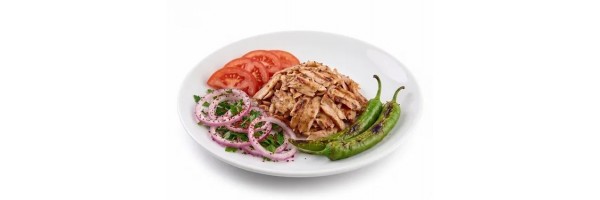 Porsiyon Tavuk Döner (120 g), domates, soğan, salatalık turşusu ile