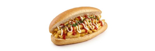 Patates Ekmek Patates kızartması, ketçap, mayonez ile