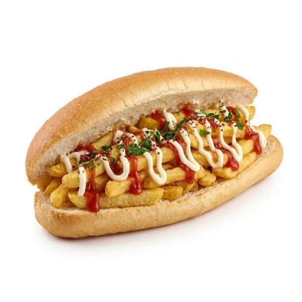 Patates Ekmek Patates kızartması, ketçap, mayonez ile