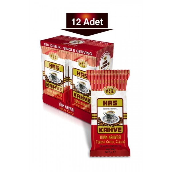 Has Tek İçimlik Türk Kahvesi 12'li Paket 7 Gr