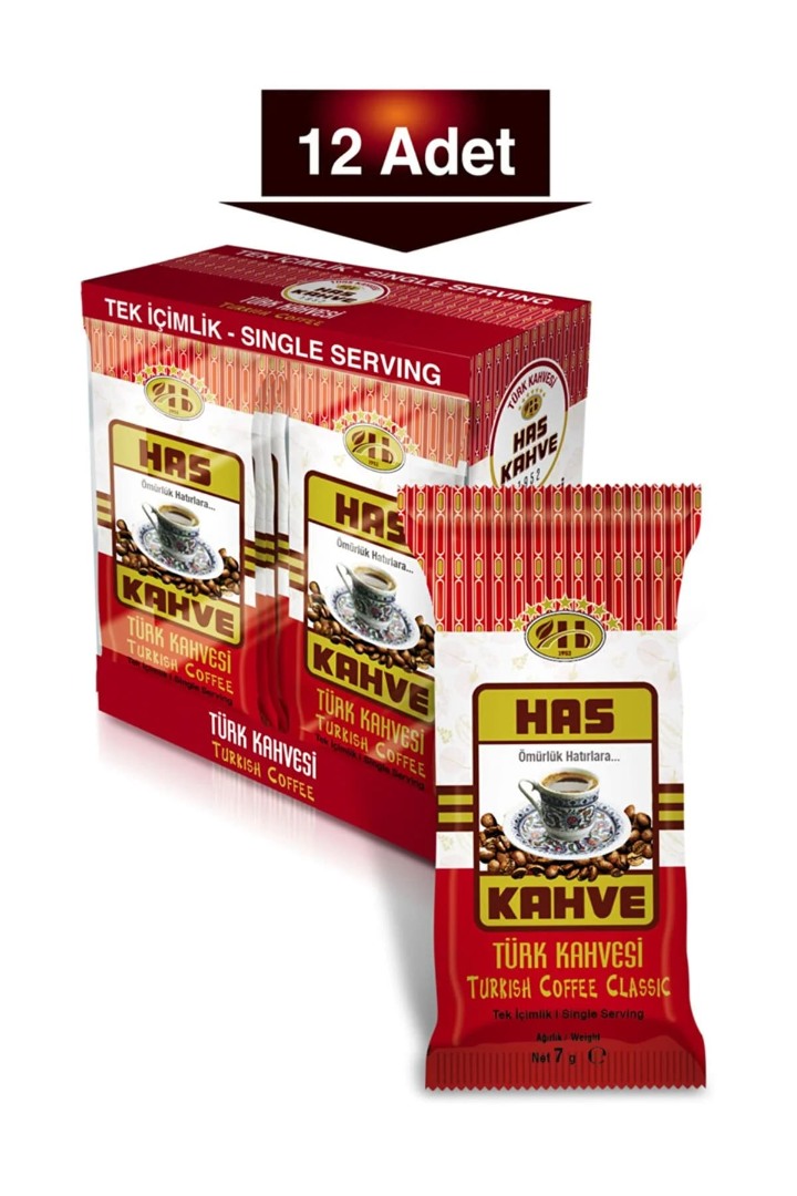 Has Tek İçimlik Türk Kahvesi 12'li Paket 7 Gr
