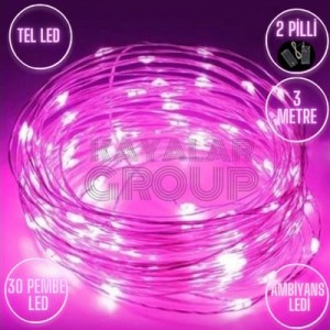 3 Metre Pembe Peri Tel Led 2 Pilli