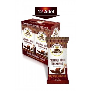 Has Tek İçimlik Çikolatalı Sütlü Türk Kahvesi 12'li Paket 20 Gr Has Tek İçimlik Çikolatalı Sütlü Türk Kahvesi 12'li Paket 20 Gr