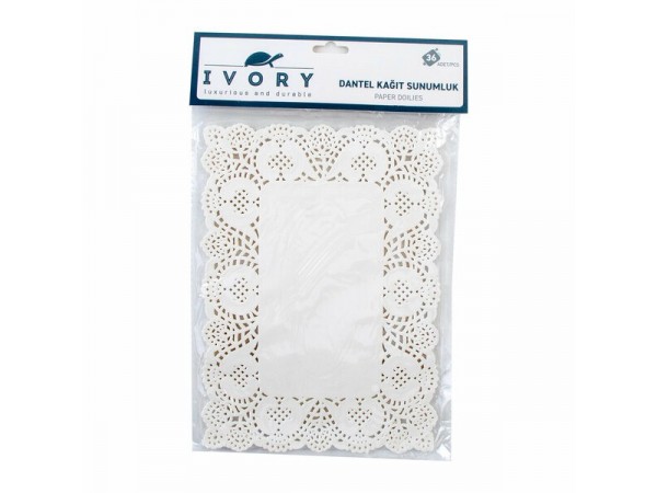 Ivory Sunumluk Kağıt Dantel Dikdörtgen 19X26 Cm 36 Lı