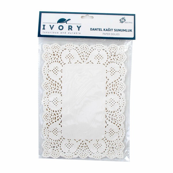 Ivory Sunumluk Kağıt Dantel Dikdörtgen 19X26 Cm 36 Lı