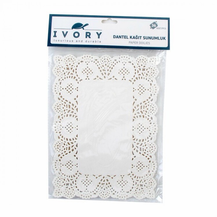 Ivory Sunumluk Kağıt Dantel Dikdörtgen 19X26 Cm 36 Lı