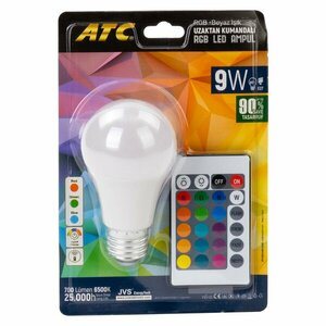 Uzaktan kumandalı 9W RGB çok renkli led ampul