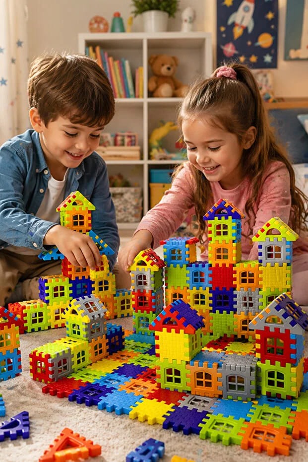 Puzzle City 3D Yapı Blokları 128 Parça Şehir Kurma Seti 128 parça puzzle city 3D şehir kurma eğitici yapı blokları seti