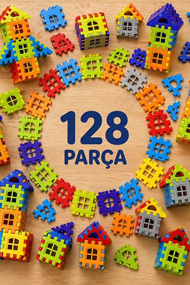 Puzzle City 3D Yapı Blokları 128 Parça Şehir Kurma Seti 128 parça puzzle city 3D şehir kurma eğitici yapı blokları seti
