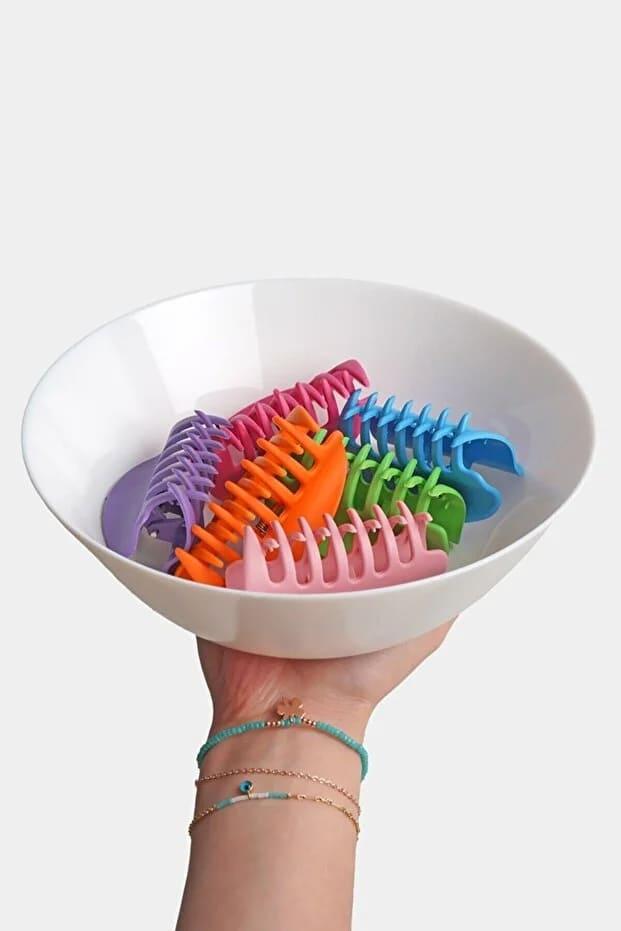 6’lı Rengarenk Büyük Boy Mandal Toka Seti Kadın büyük boy pembe mavi mandal toka seti 6’lı