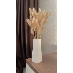 Beyaz Çizgili Büyük Boy Vazo – İskandinav Stil / Taş Tozu / 19cm Beyaz Çizgili Büyük Boy Vazo – İskandinav Stil / Taş Tozu / 19cm