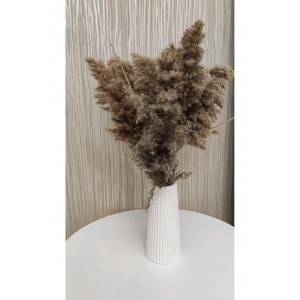 Beyaz Çizgili Büyük Boy Vazo – İskandinav Stil / Taş Tozu / 19cm Beyaz Çizgili Büyük Boy Vazo – İskandinav Stil / Taş Tozu / 19cm